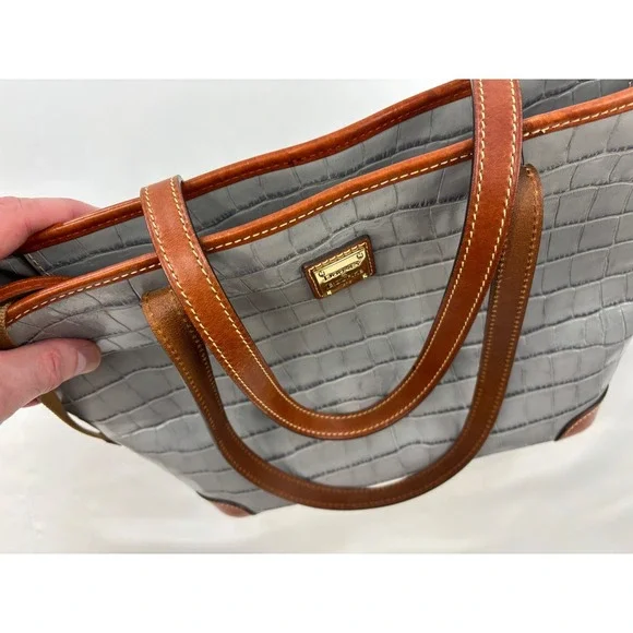 Dooney & Bourke Tote Bag in a Gray Crocodile-Embossed Leather Finish - Picture 15 of 16